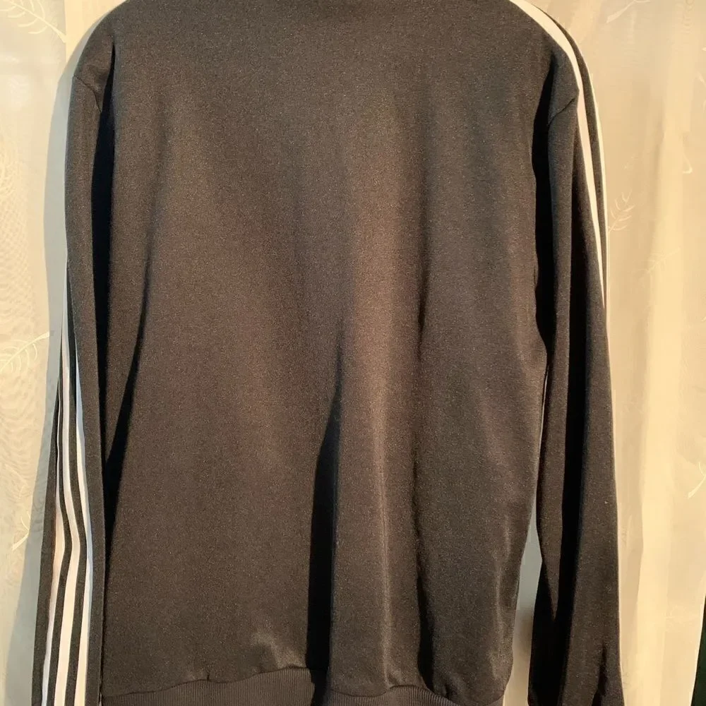 Adidas jacket hoodie no hood black white stripes